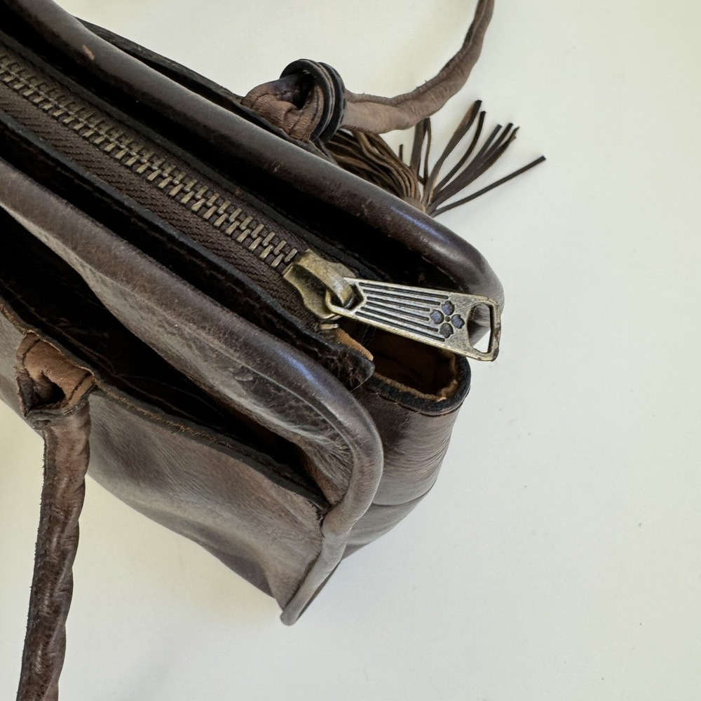 PATRICIA NASH Paris Tooled Leather Tassel Studded Satchel Bag Brown Boho Artisan - Picture 11 of 16
